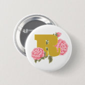 Floral Rose Anfangsbuchstabe Monogramm Name Couple Button (Vorne & Hinten)