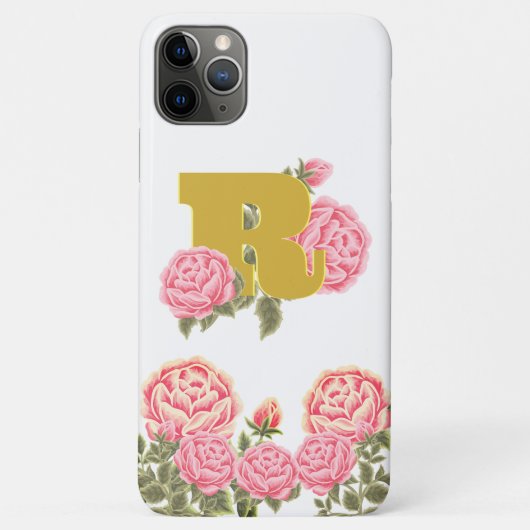 Floral Rose Anfangsbuchstabe Monogramm Name Couple Case-Mate iPhone Hülle (Rückseite)