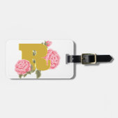 Floral Rose Anfangsbuchstabe Monogramm Name Couple Gepäckanhänger (Vorderseite horizontal)