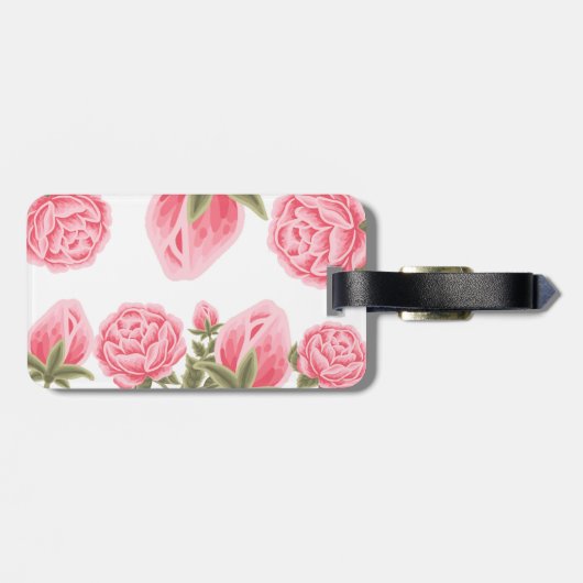 Floral Rose Anfangsbuchstabe Monogramm Name Couple Gepäckanhänger (Rückseite horizontal)