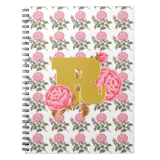 Floral Rose Anfangsbuchstabe Monogramm Name Couple Notizblock (Vorderseite)