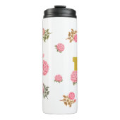 Floral Rose Anfangsbuchstabe Monogramm Name Couple Thermosbecher (Vorderseite)