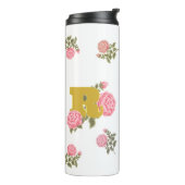 Floral Rose Anfangsbuchstabe Monogramm Name Couple Thermosbecher (Nach links gedreht)