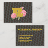 Floral Rose Anfangsbuchstabe Monogramm Name Couple Visitenkarte (Vorne/Hinten)