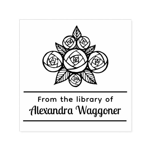 Floral Rose Bouquet "Aus der Bibliothek" Monogram Permastempel (Design)