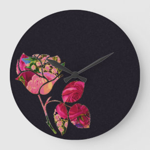Floral Rose Clock Große Wanduhr
