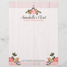 Floral Rose Clothes Hanger Closet Fashion Boutique Briefkopf