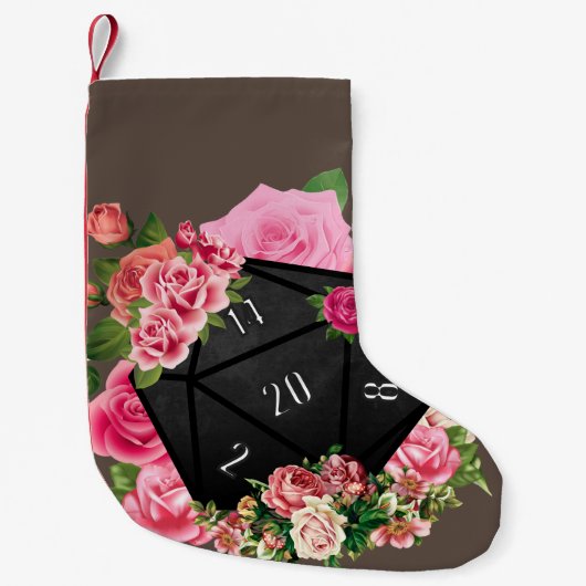Floral Rose D20 Tabletop RPG Gaming Würfel Kleiner Weihnachtsstrumpf (Vorderseite)