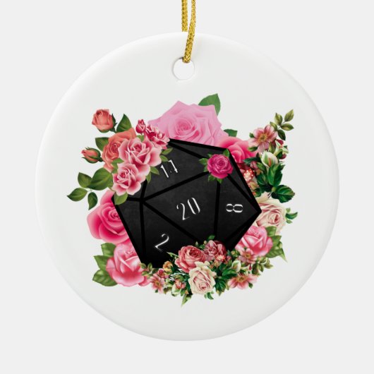Floral Rose D20 Tabletten RPG Gaming Dice Keramik Ornament (Vorne)