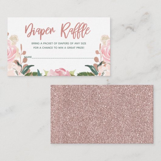 Floral Rose Gold Baby Dusche Windelwanne Beilage Begleitkarte (Vorne/Hinten)