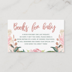 Floral Rose Gold Baby Showbuchanfrage Begleitkarte