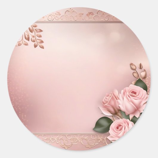 Floral Rose Gold Botanisch Runder Aufkleber (Vorderseite)
