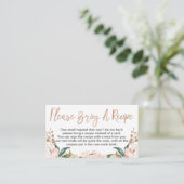 Floral Rose Gold Brautparty Rezept Card Anfrage Visitenkarte (Stehend Vorderseite)
