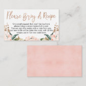 Floral Rose Gold Brautparty Rezept Card Anfrage Visitenkarte (Vorne/Hinten)