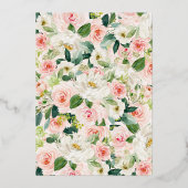 Floral Rose Gold Butterfly Ballerina Kindergeburts Folieneinladung (Rückseite)