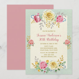 Floral Rose Gold Dreißigste 30. Geburtstag Einladu Einladung