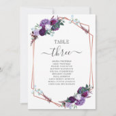 Floral Rose Gold Geometric Wedding Tischnummer 3 (Vorderseite)