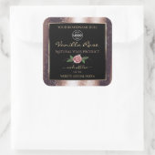 Floral Rose Gold Glitzer Black Product Labels Logo Quadratischer Aufkleber (Tasche)