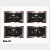 Floral Rose Gold Glitzer Black Product Labels Logo Rechteckiger Aufkleber (Blatt)