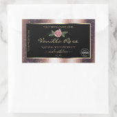 Floral Rose Gold Glitzer Black Product Labels Logo Rechteckiger Aufkleber (Tasche)