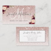 Floral Rose Gold Glitzer Makeup Artist Friseur Sal Visitenkarte (Vorne/Hinten)
