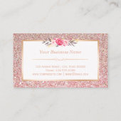 Floral Rose Gold Glitzer Makeup Artist Friseur Sal Visitenkarte (Rückseite)