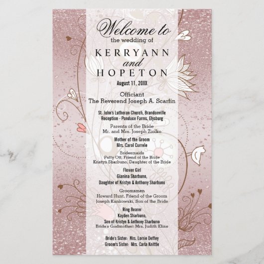 Floral Rose Gold Glitzer - Programm (Vorderseite)