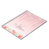 Floral Rose Gold Glitzer Tropfen Ombre Monogram Notizblock (Linke Seite)