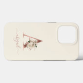 Floral Rose Gold Monogram Letter "A" Elfenbeinkühe Case-Mate iPhone Hülle (Rückseite (Horizontal))