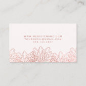 Floral Rose Gold Pink Beruflich Florist Visitenkarte (Rückseite)