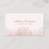 Floral Rose Gold Pink Beruflich Florist Visitenkarte (Vorderseite)