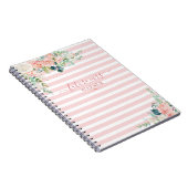 Floral Rose Gold Pink Stripe Script Zukunft Mrs. Notizblock (Rechte Seite)