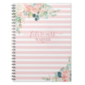 Floral Rose Gold Pink Stripe Script Zukunft Mrs. Notizblock (Vorderseite)