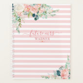Floral Rose Gold Pink Stripe Script Zukunft Mrs. Planer (Vorderseite)