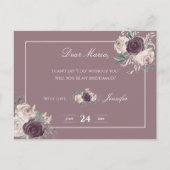 Floral Rose Gold Pink werden Sie meine Bridgejacke Einladungspostkarte (Rückseite)