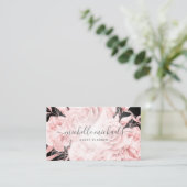 Floral Rose Gold Schwarz Modernes Drehbuch Visitenkarte (Stehend Vorderseite)