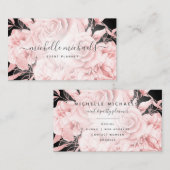 Floral Rose Gold Schwarz Modernes Drehbuch Visitenkarte (Vorne/Hinten)
