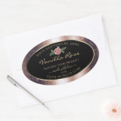 Floral Rose Gold Soft Glitzer Black Product Labels Ovaler Aufkleber (Umschlag)