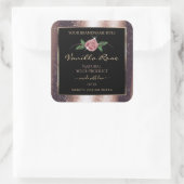 Floral Rose Gold Soft Glitzer Black Product Labels Quadratischer Aufkleber (Tasche)