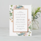 Floral Rose Gold Wedding Folieneinladung (Stehend vorne)
