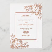 Floral Rose Gold Wedding Folieneinladung (Vorderseite)