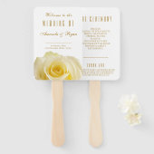 Floral Rose Golden Script White Wedding Program Fächer (Vorne und Hinten)