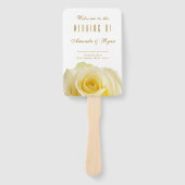 Floral Rose Golden Script White Wedding Program Fächer (Vorderseite)