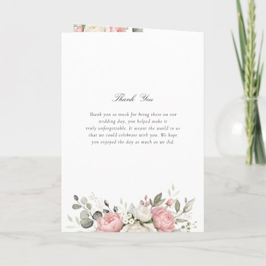 Floral Rosé-Grün Hochzeitsprogramm gefaltet Programm (Rückseite)