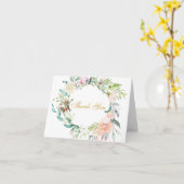 Floral Rose Grüne Goldene Schrift Vielen Dank Karte (Gelbe Blume)