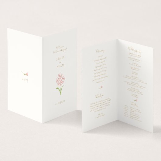 Floral Rose Hochzeitsprogramm für Elfenbein (Innenseite und Außenseite)