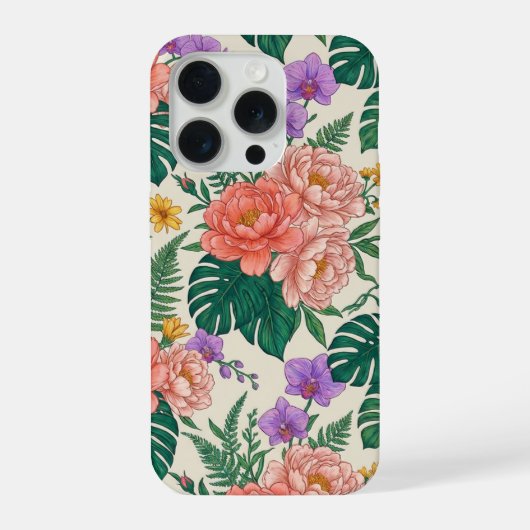 Floral Rose iPhone 15 Case – Elegant Flower Design Hülle (Rückseite)