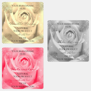Floral Rose Light Cream Gray Pink Produktmarken Etiketten
