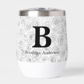 Floral Rose Monogram Wedding Black And White  (Vorderseite)