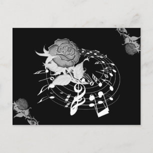 Floral Rose Musiknote Postkarte